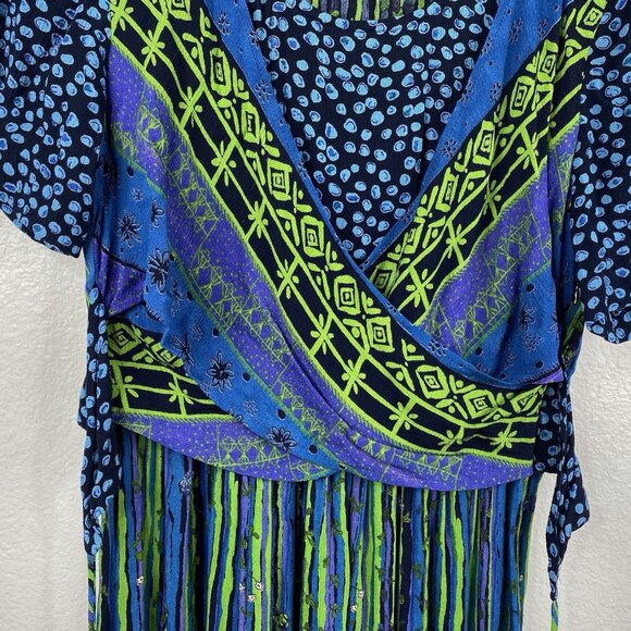Carole Little Dress Women's Multicolor Sz 12 Short Sleeves Long Art Eclectic VTG - Picture 5 of 14
